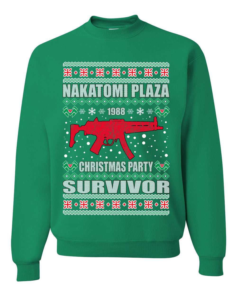 Nakatomi Plaza Christmas Party Survivor Merry Ugly Christmas Sweater Unisex Crewneck Graphic Sweatshirt