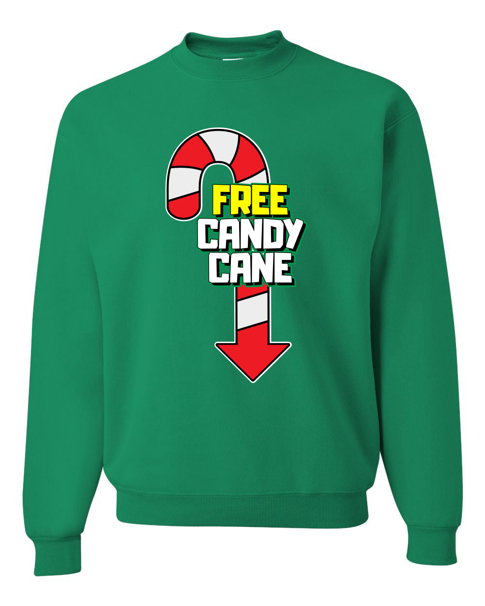 Free Candy Cane  Christmas Unisex Crewneck Graphic Sweatshirt