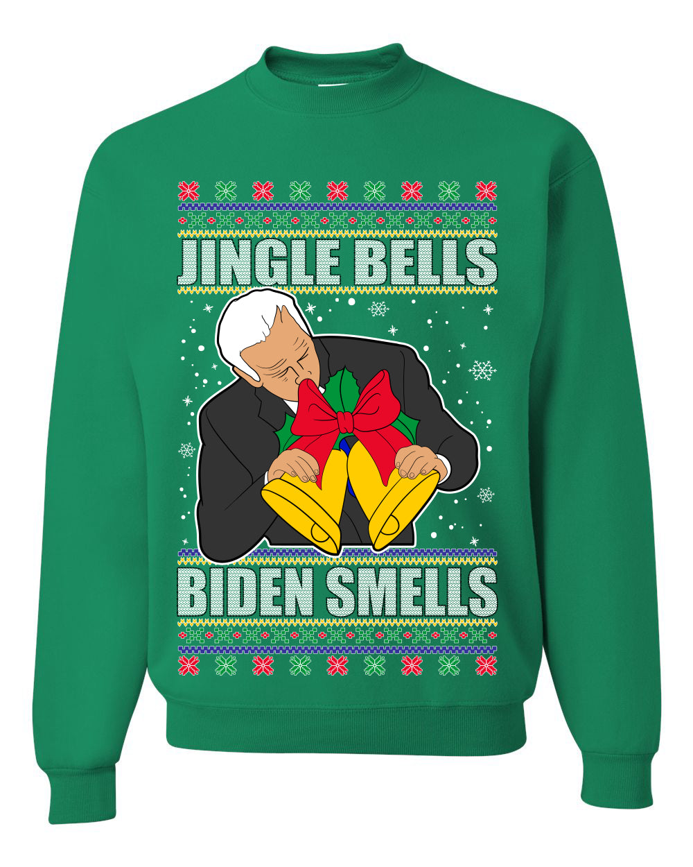 Jingle Bells Biden Smells Ugly Christmas Sweater Unisex Crewneck Graphic Sweatshirt
