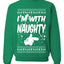 I'm With Naughty Individual Couples Ugly Christmas Sweater Unisex Crewneck Graphic Sweatshirt