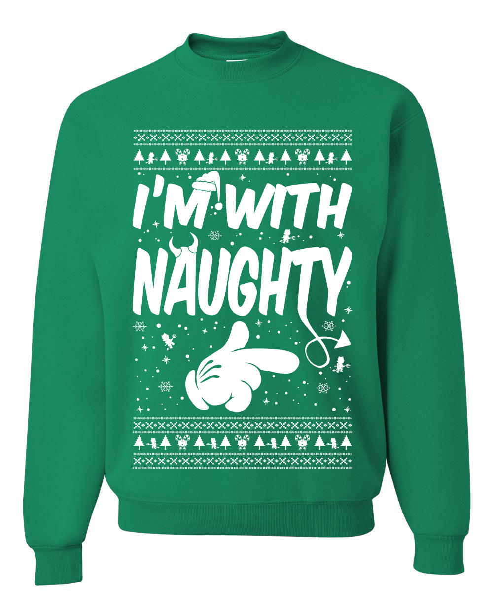 I'm With Naughty Individual Couples Ugly Christmas Sweater Unisex Crewneck Graphic Sweatshirt