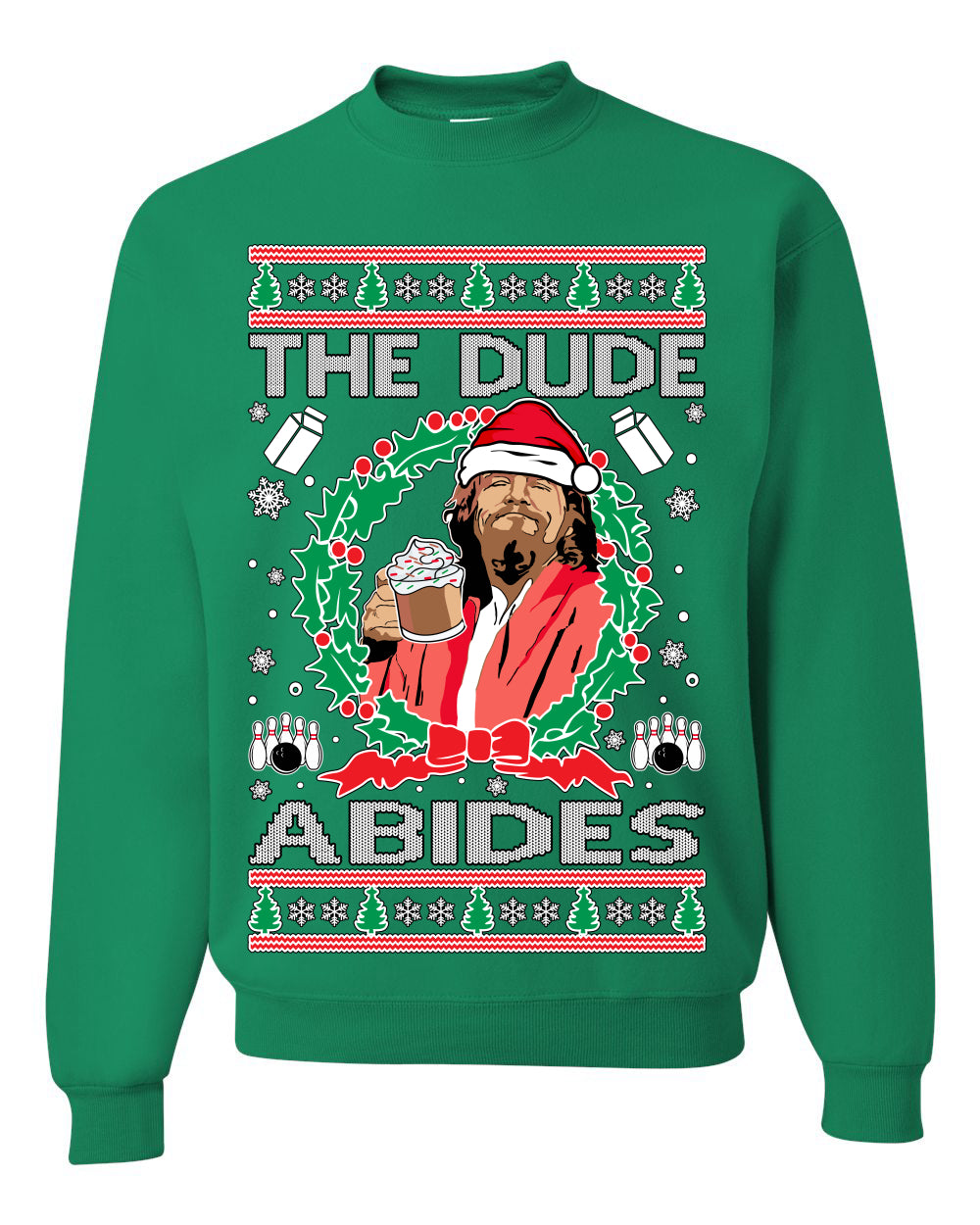 The Dude Abides Christmas Ugly Christmas Sweater Unisex Crewneck Graphic Sweatshirt