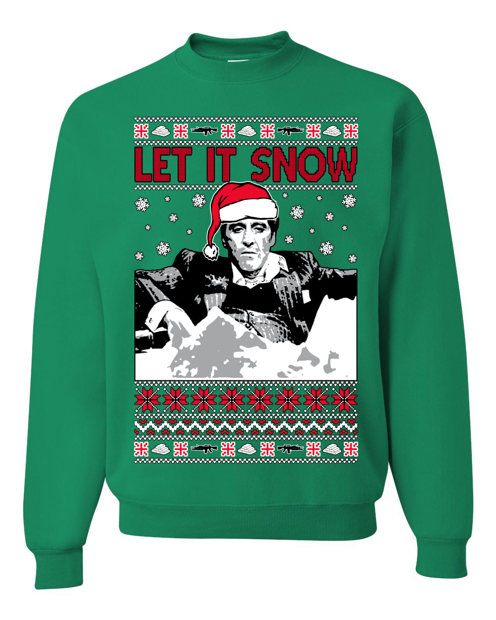 Let It Snow Bad Guy Tony Christmas Ugly Christmas Sweater Unisex Crewneck Graphic Sweatshirt