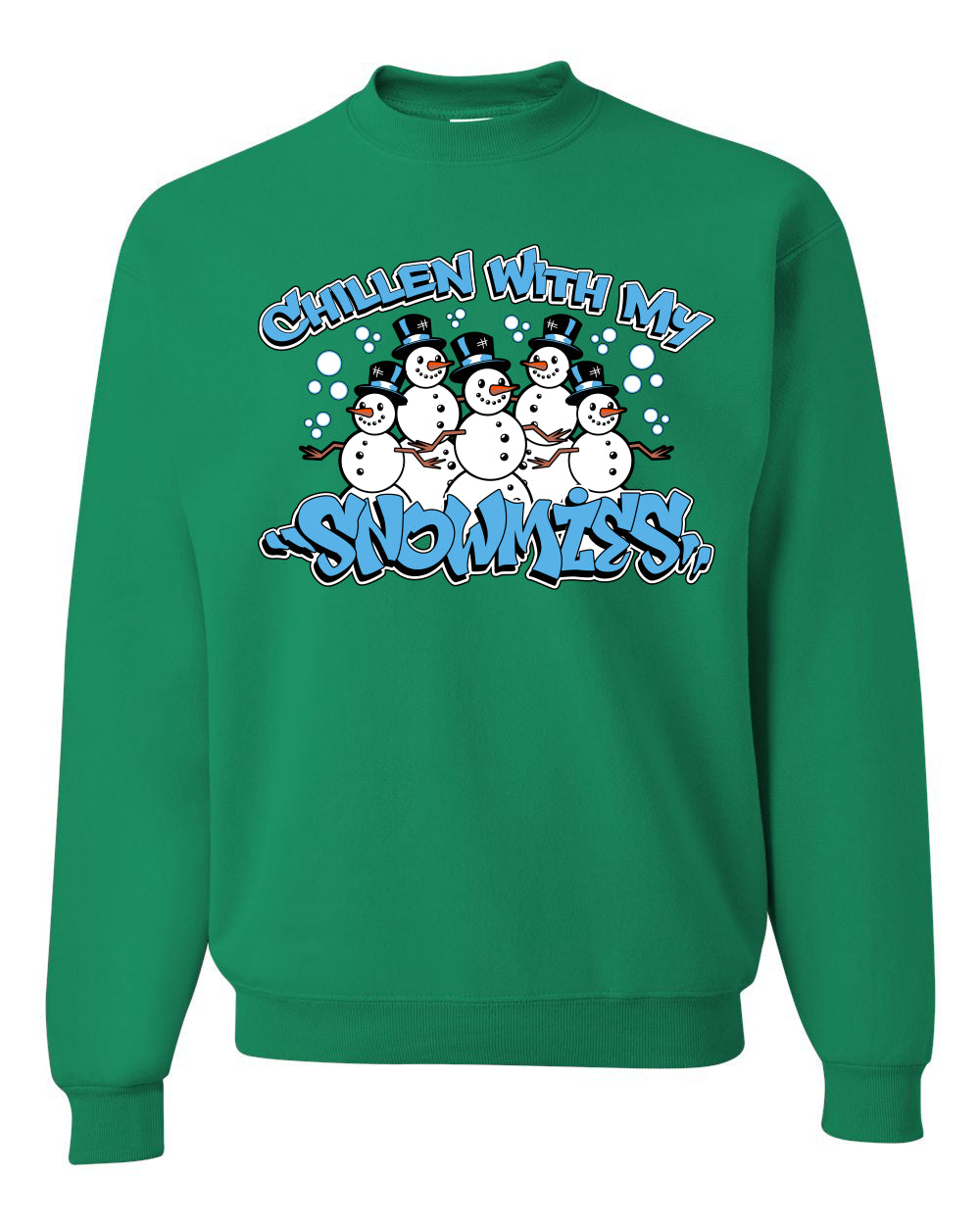 Chillin With My Snowmies Cute Snowman Group  Ugly Christmas Sweater Unisex Crewneck Graphic Sweatshirt