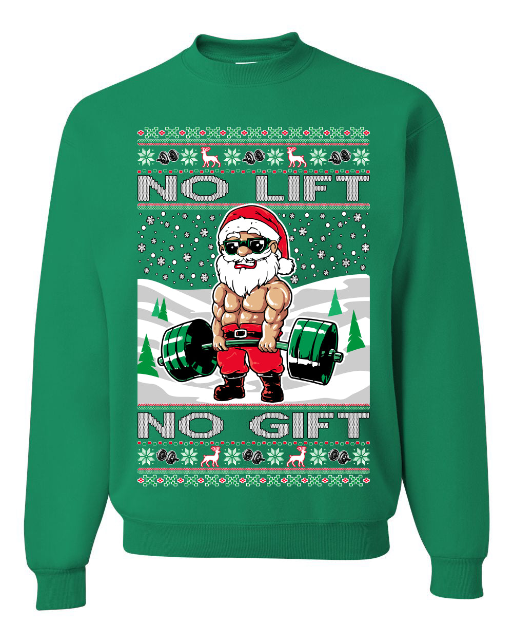 No Lift No Gift Fitness Workout Santa Ugly Christmas Sweater Unisex Crewneck Sweatshirt