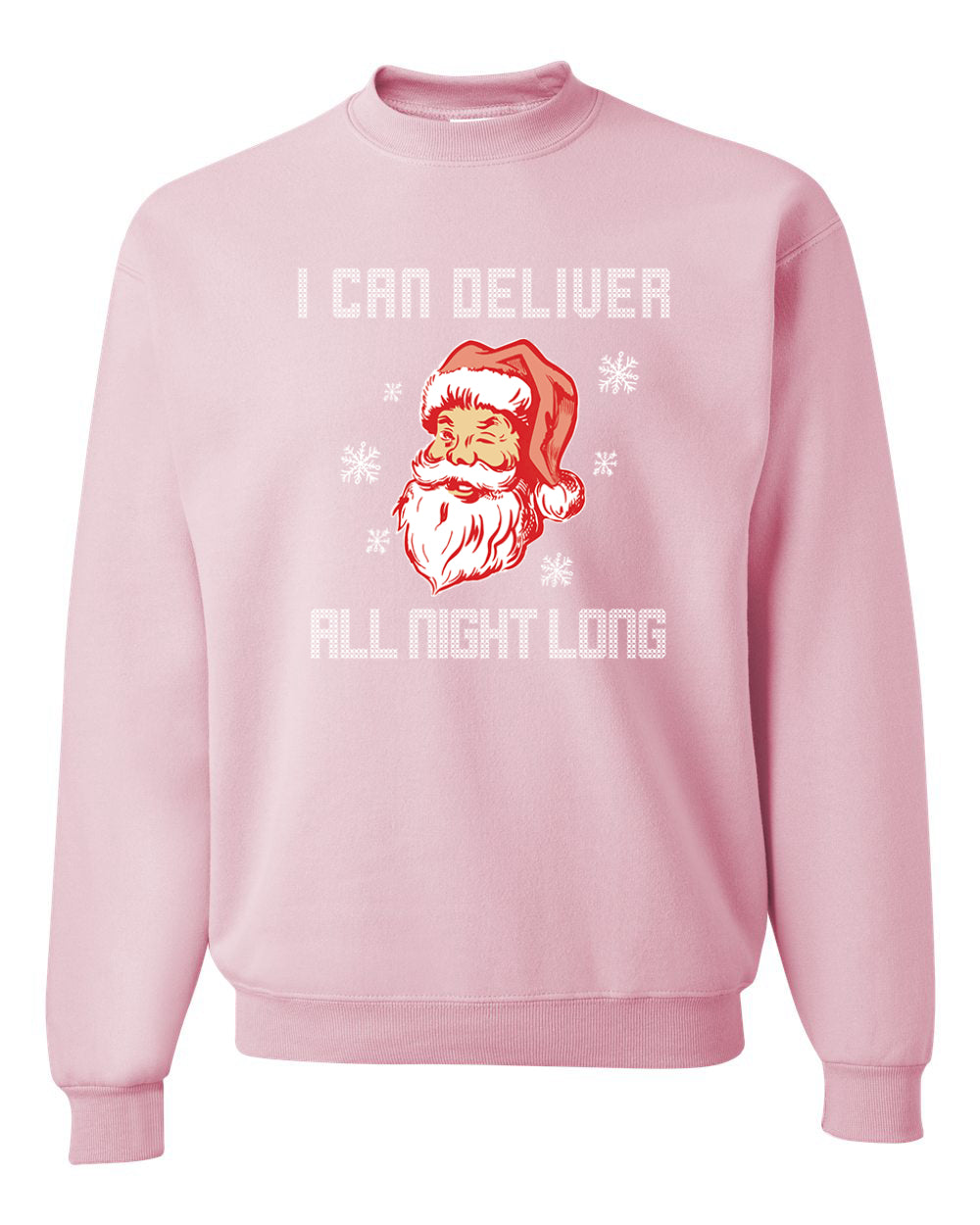 I Can Deliver All Night Long Santa Winking  Merry Christmas Unisex Crewneck Graphic Sweatshirt