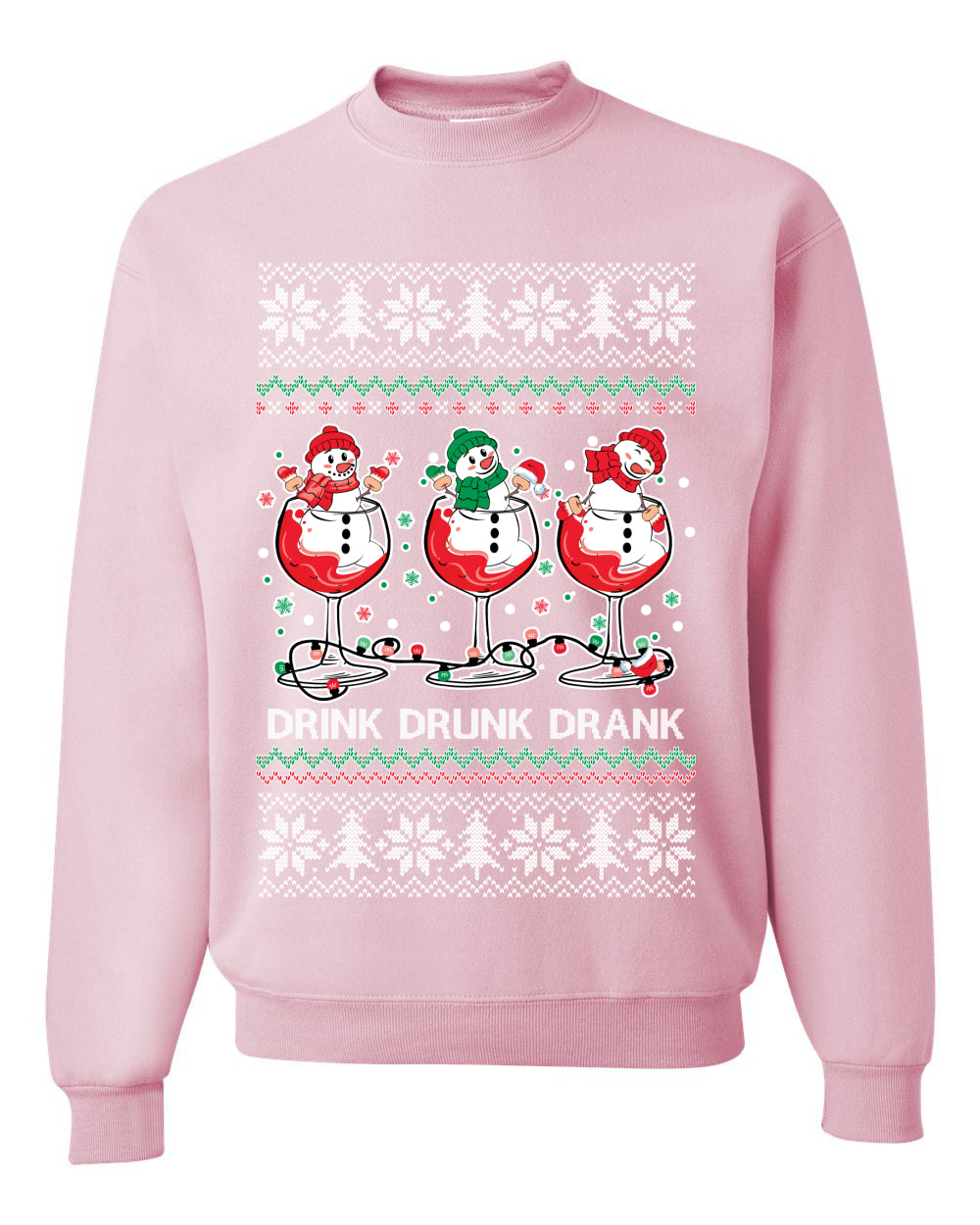 Holiday Spirits Drink Drank Drunk Snowmen Ugly Christmas Sweater Unisex Crewneck Sweatshirt