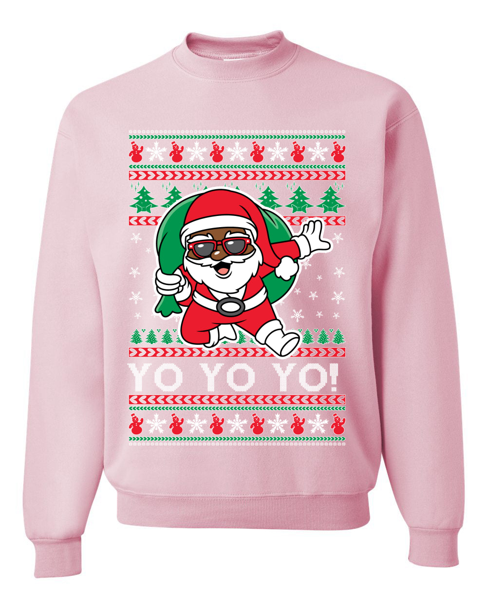 Yo Yo Yo Black Santa Ugly Christmas Sweater Unisex Crewneck Sweatshirt