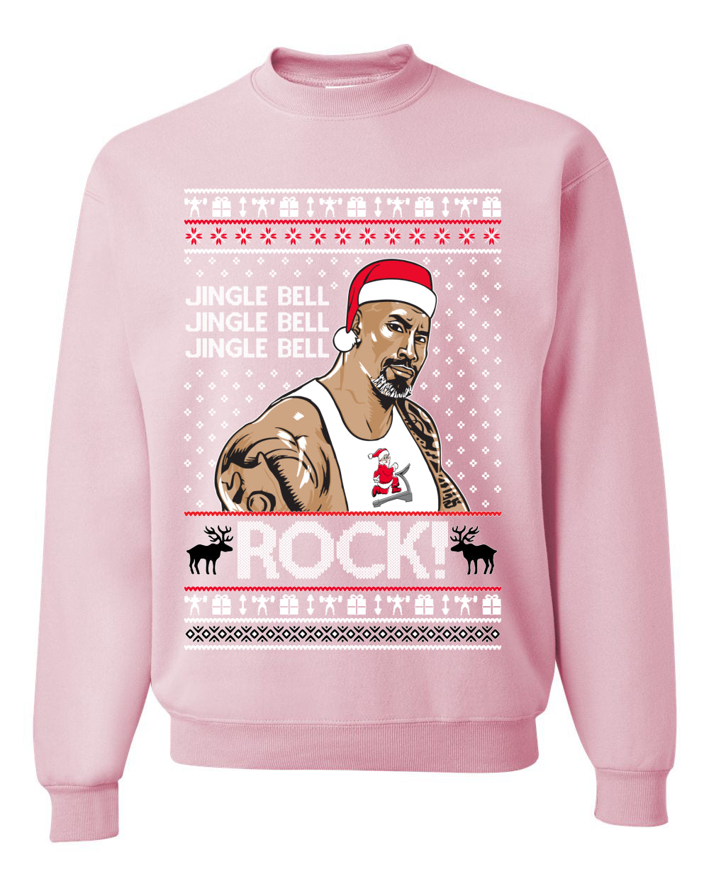 Funny The Rock Jingle Bell Rock Johnson  Ugly Christmas Sweater Unisex Crewneck Sweatshirt