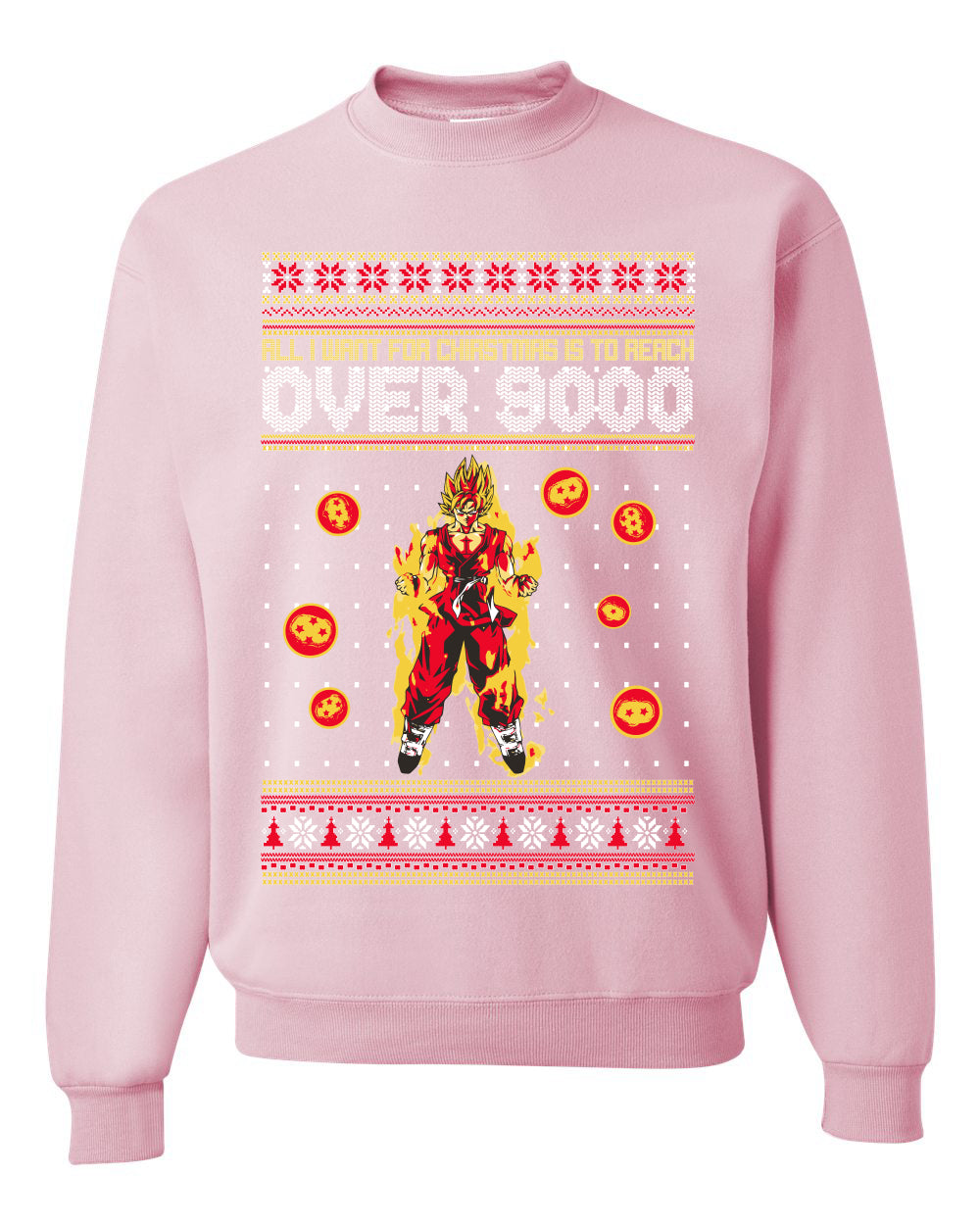 DBZ Anime Cartoon Fan Reach Over 9,000 Ugly Christmas Sweater Unisex Crewneck Sweatshirt