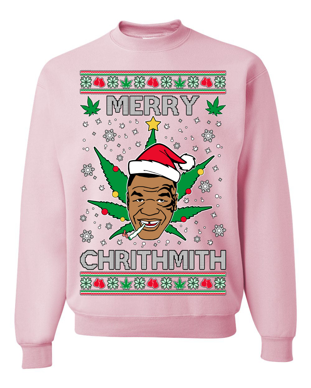 Merry Chrithmith Weed Pot Leaf Join Stoner Ugly Christmas Sweater Unisex Crewneck Sweatshirt