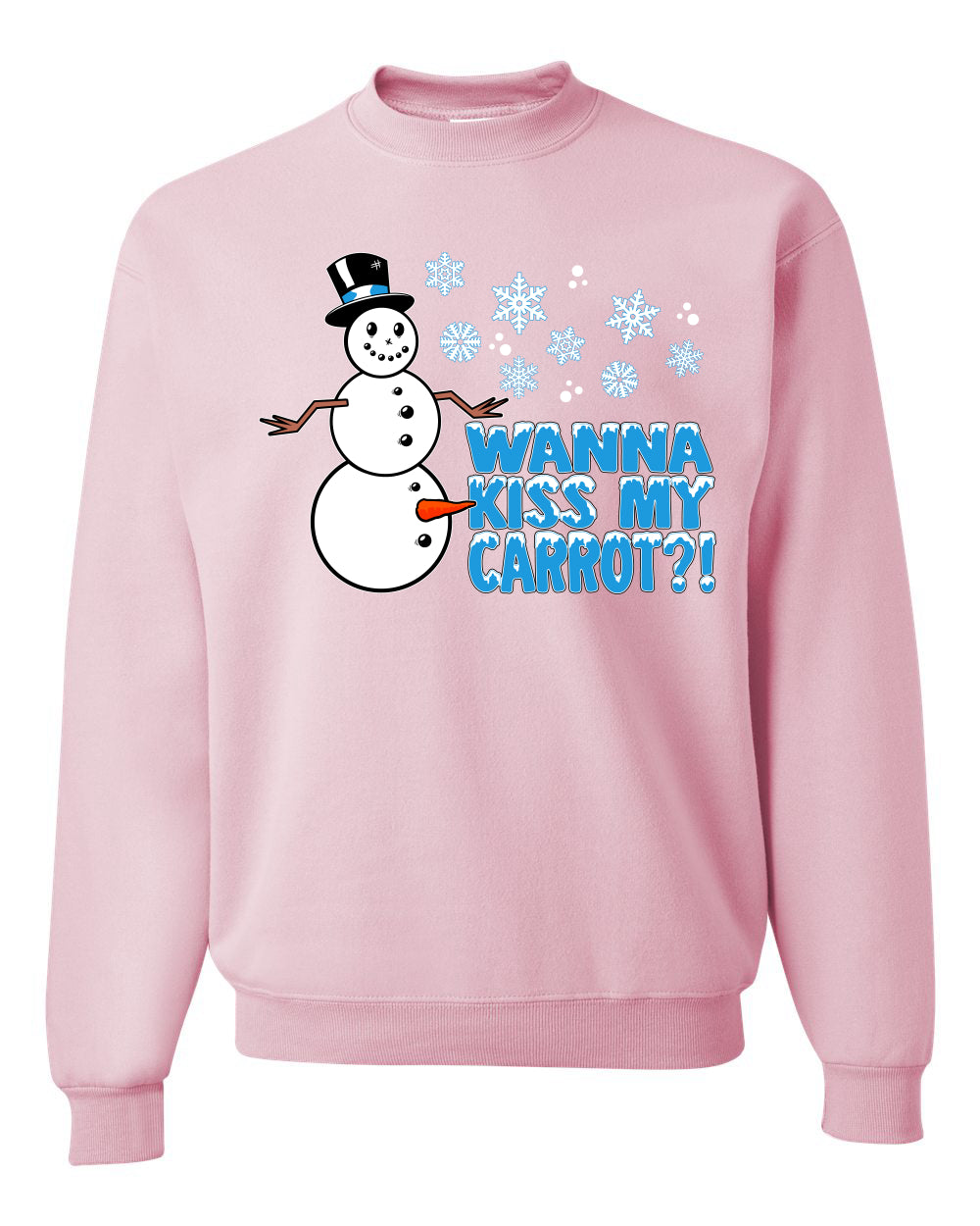 Snowman Dick Joke Wanna Kiss My Carrot Snowflakes Ugly Christmas Sweater Unisex Crewneck Graphic Sweatshirt