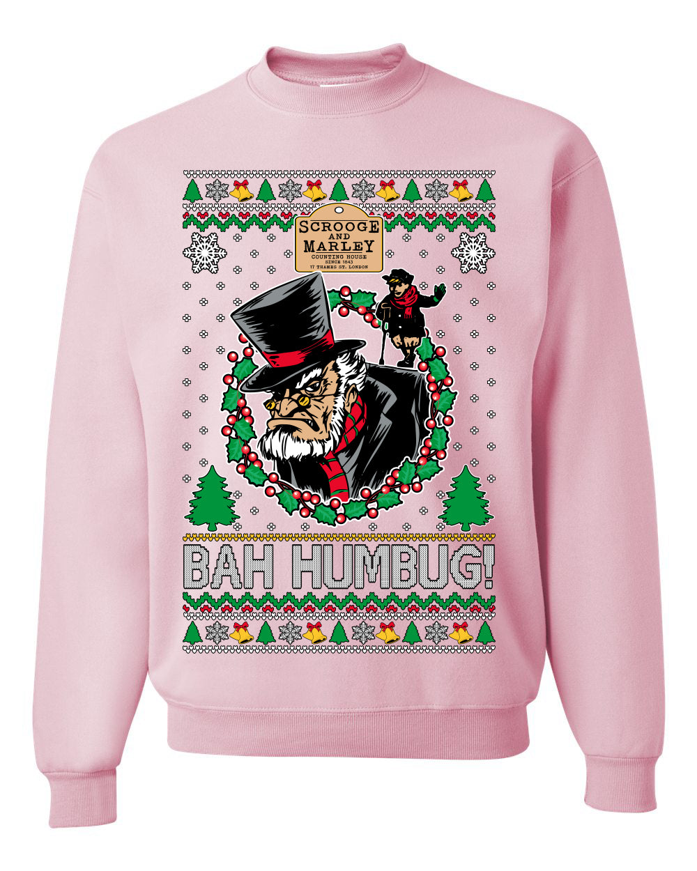 Scrooge BAH HUMBUG! Christmas Carol Novel Ugly Christmas Sweater Unisex Crewneck Sweatshirt
