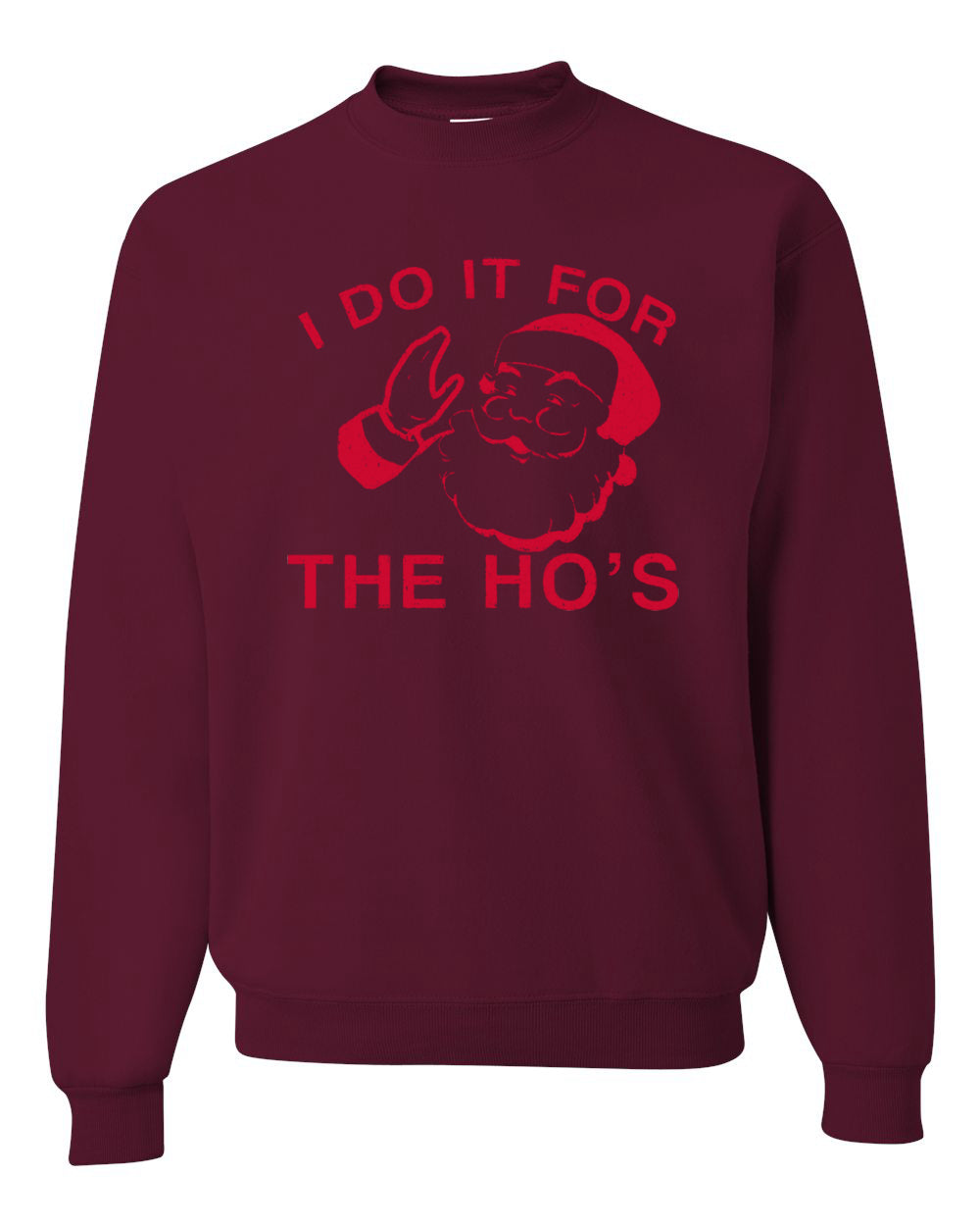 Red Santa I Do it for the Hos Merry Christmas Unisex Crewneck Graphic Sweatshirt