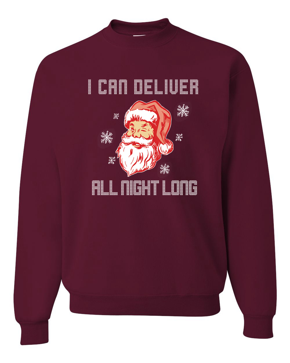 I Can Deliver All Night Long Santa Winking  Merry Christmas Unisex Crewneck Graphic Sweatshirt