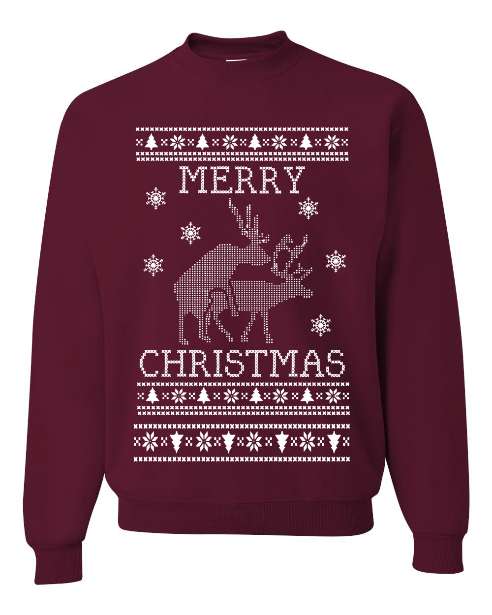 Merry Christmas Reindeer Humping Merry Ugly Christmas Sweater Unisex Crewneck Graphic Sweatshirt