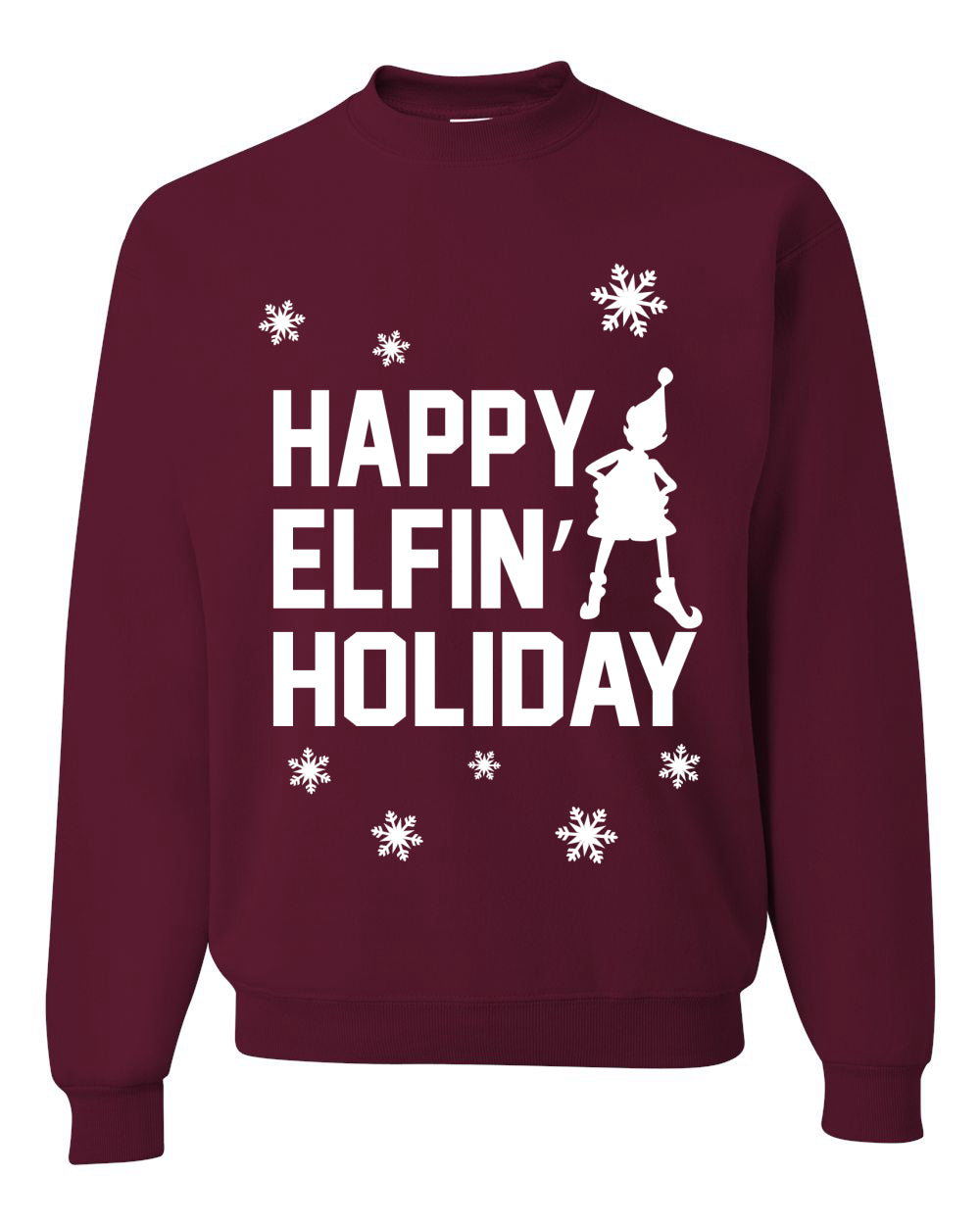 Happy Elfin Holiday Merry Ugly Christmas Sweater Unisex Crewneck Graphic Sweatshirt