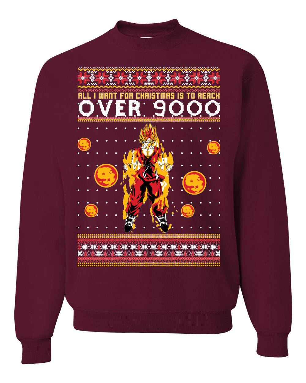 All I Want For Christmas Is To Reach Over 9000 Ugly Christmas Sweater Unisex Crewneck Graphic Sweatshirt