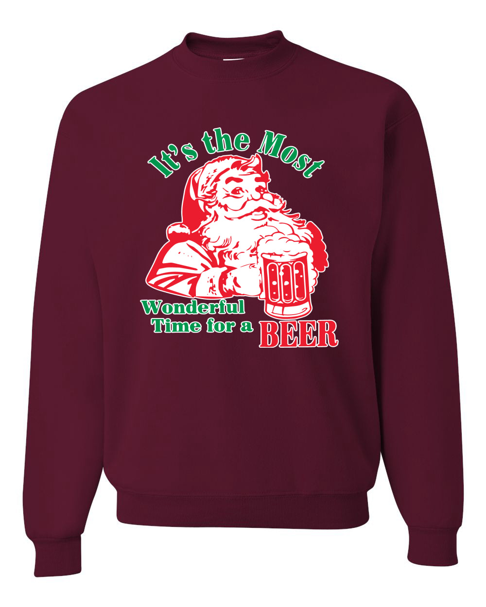 It is The Most Wonderful Time for a Beer Merry Christmas Unisex Crewneck Graphic Sweatshirt