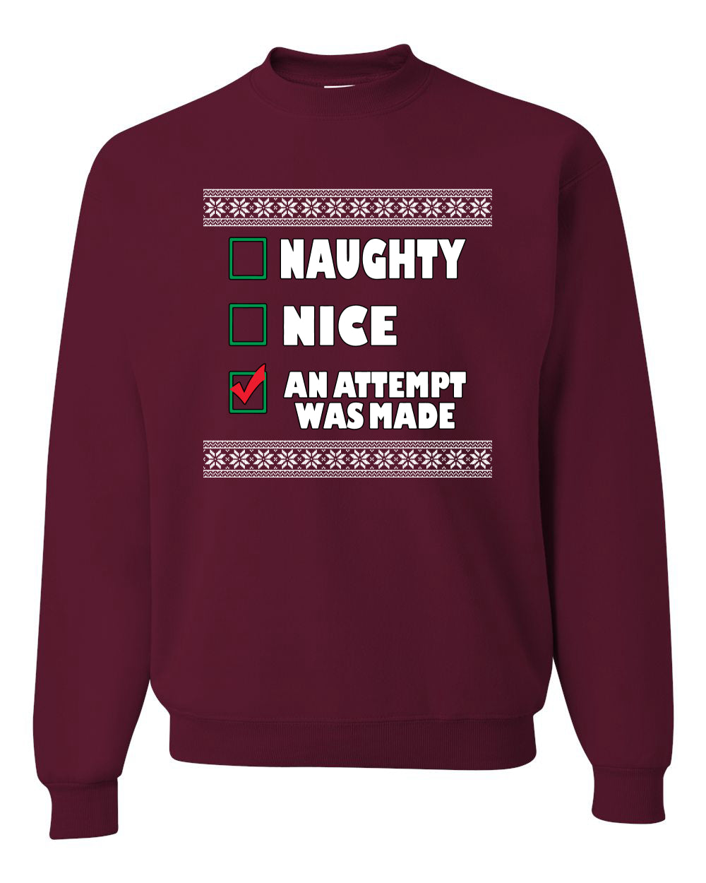 Nice Naughty an Attempt was Made Xmas Merry Christmas Unisex Crewneck Graphic Sweatshirt