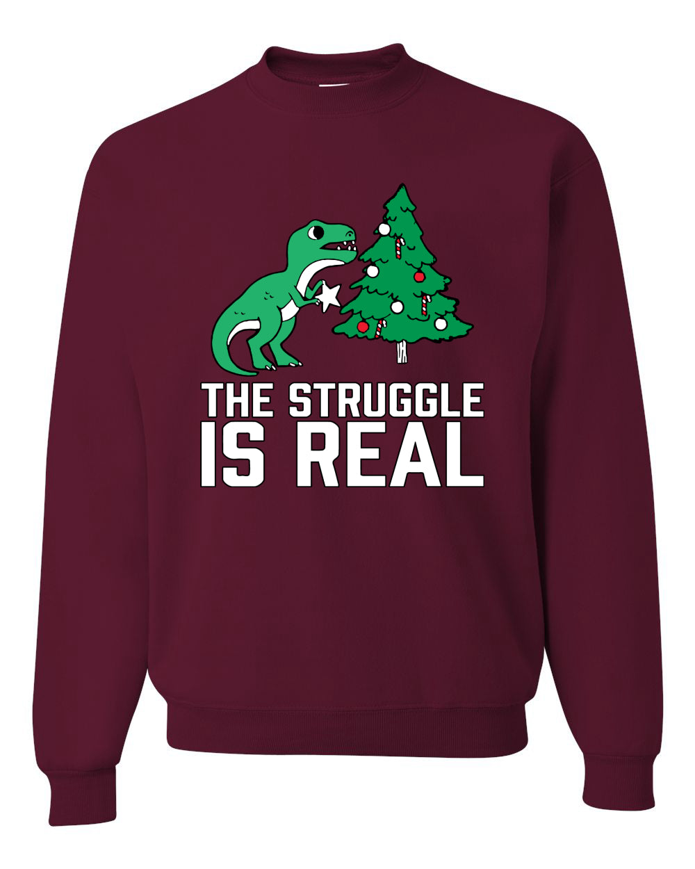 Merry Christmas Trex The Struggle is Real Merry Christmas Unisex Crewneck Graphic Sweatshirt