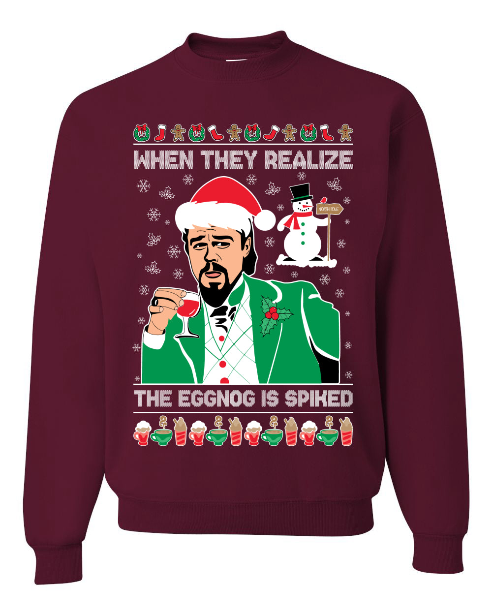 Leo Christmas Funny Meme The Eggnog  Ugly Christmas Sweater Unisex Crewneck Sweatshirt