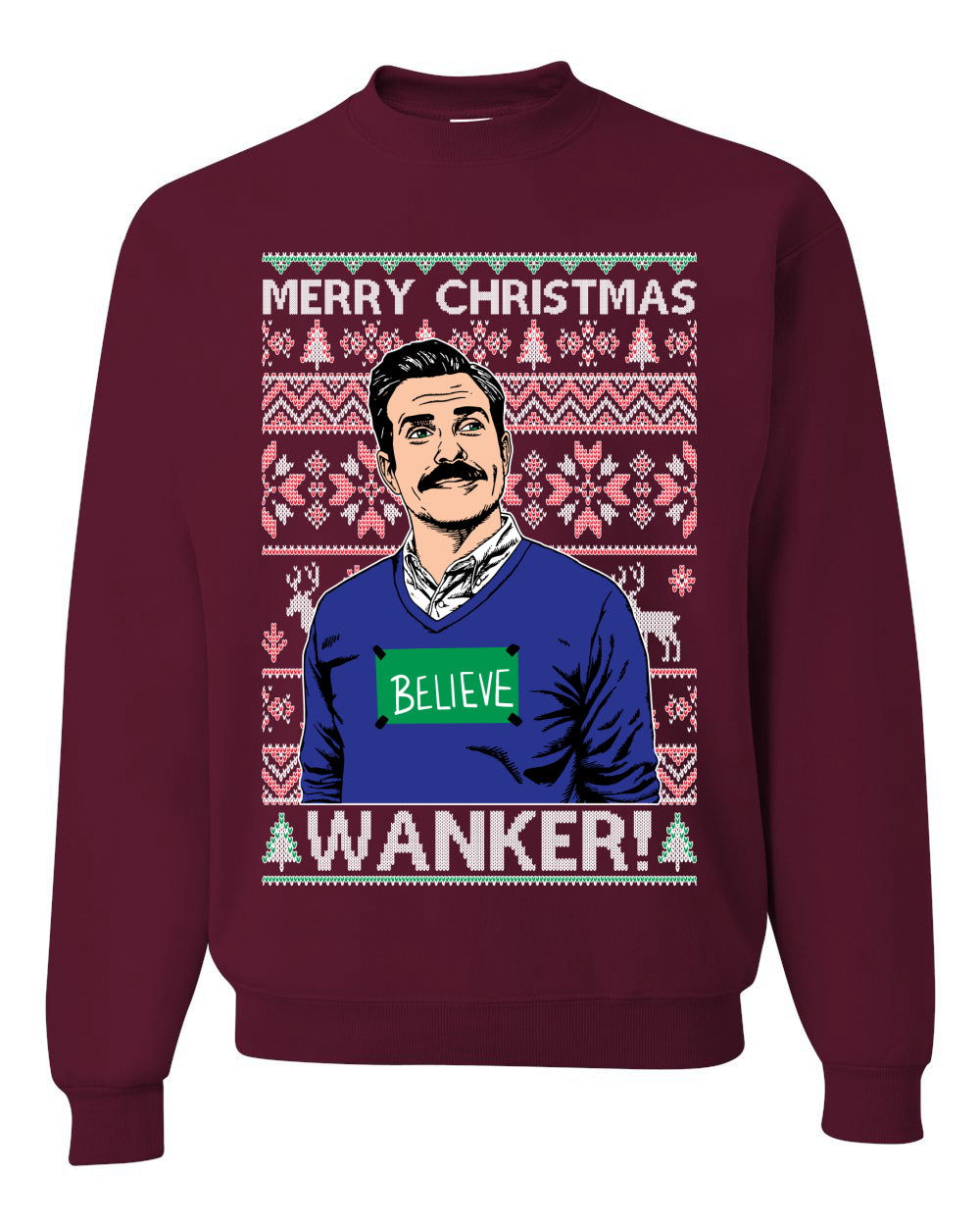 Merry Christmas Wanker  Ugly Christmas Sweater Unisex Crewneck Sweatshirt