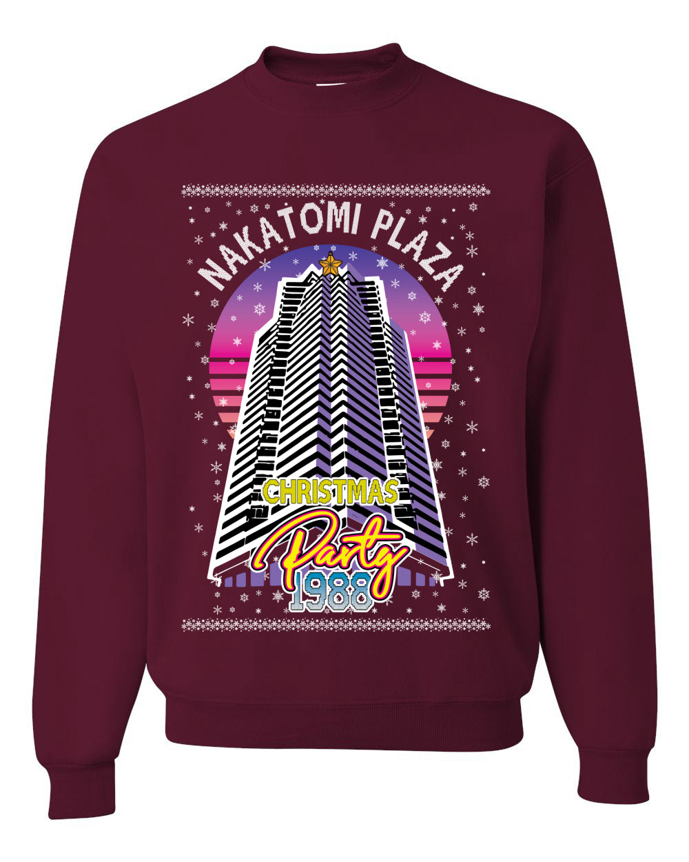 Retro Nakatomi Plaza 1988 Holiday Party Ugly Christmas Sweater Unisex Crewneck Sweatshirt