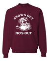 Santa Snow's Out Ho's Out Ugly Christmas Sweater Unisex Crewneck Graphic Sweatshirt