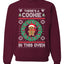 Theres a Cookie in This Oven Pregnancy Announcement Merry Ugly Christmas Sweater Unisex Crewneck Graphic Sweatshirt