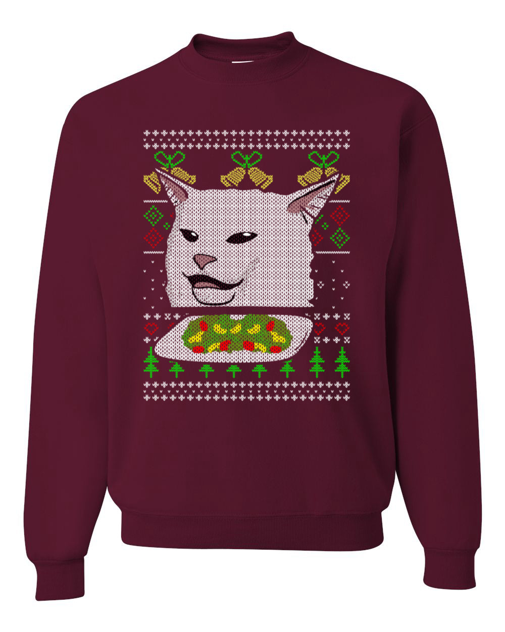 Women Yelling At Cat Meme Funny Twitter Tik Tok 2019  Ugly Christmas Sweater Unisex Crewneck Sweatshirt