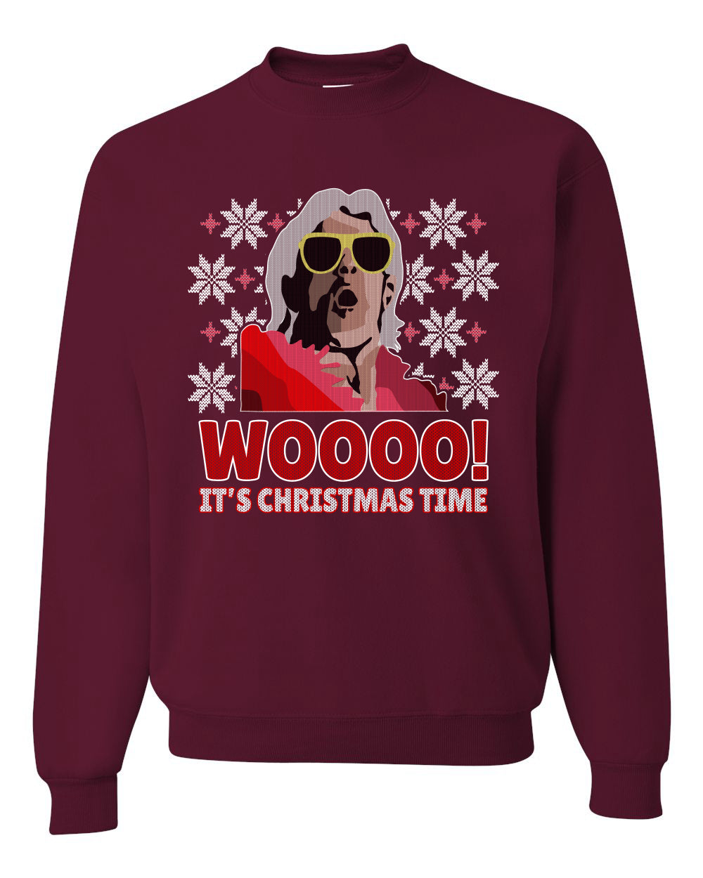 Woooo! It's Christmas Time Ugly Christmas Sweater Unisex Crewneck Sweatshirt