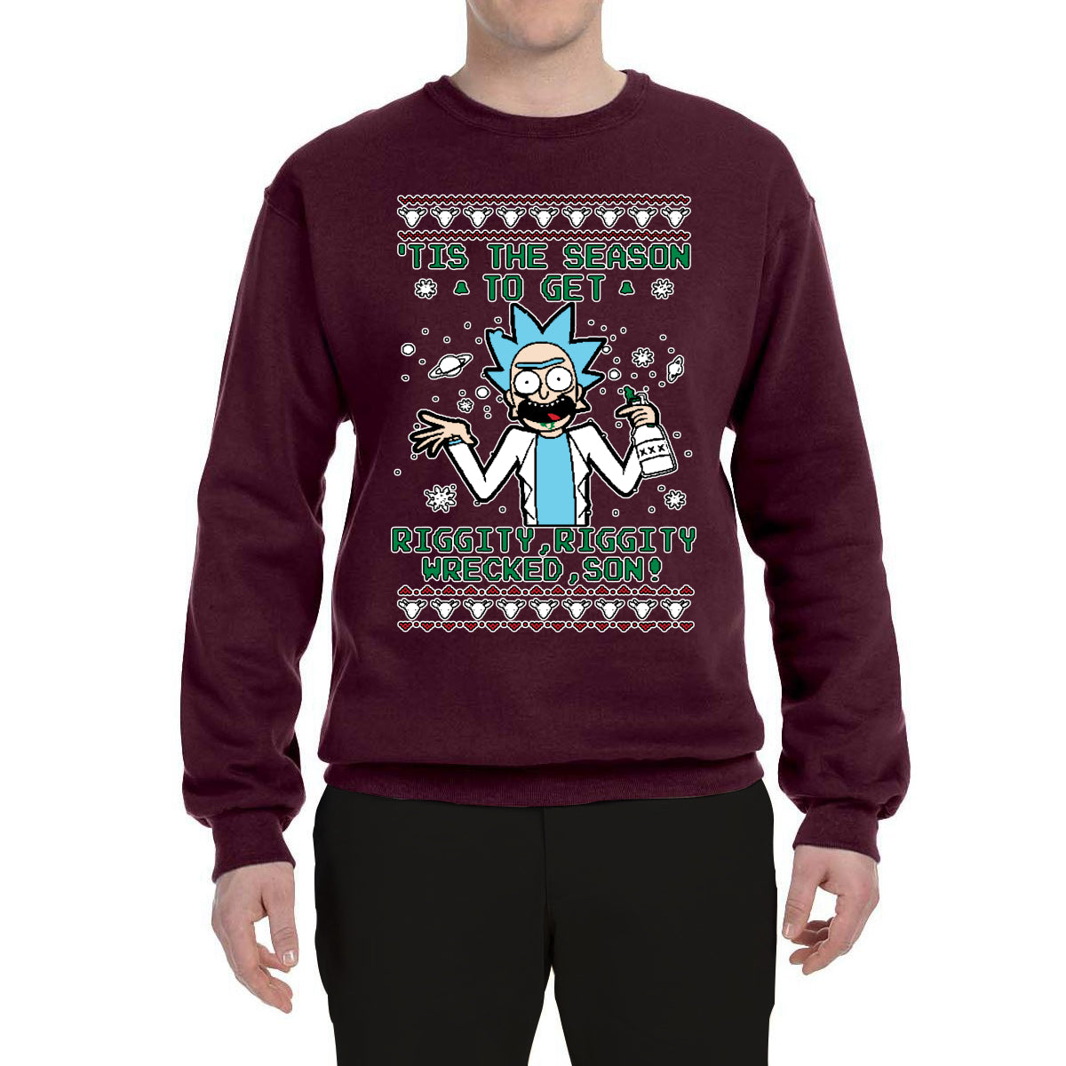 Tis The Season To Get Riggity, Riggity Wrecked, Son! Anime Ugly Christmas Sweater Unisex Crewneck Graphic Sweatshirt