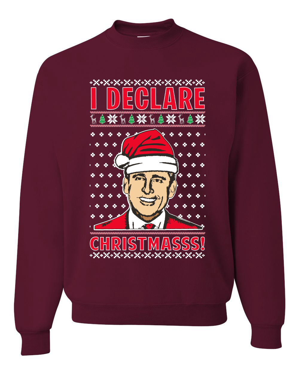 I Declare Christmasss Michael Scott Office Tv Merry Ugly Christmas Sweater Unisex Crewneck Graphic Sweatshirt