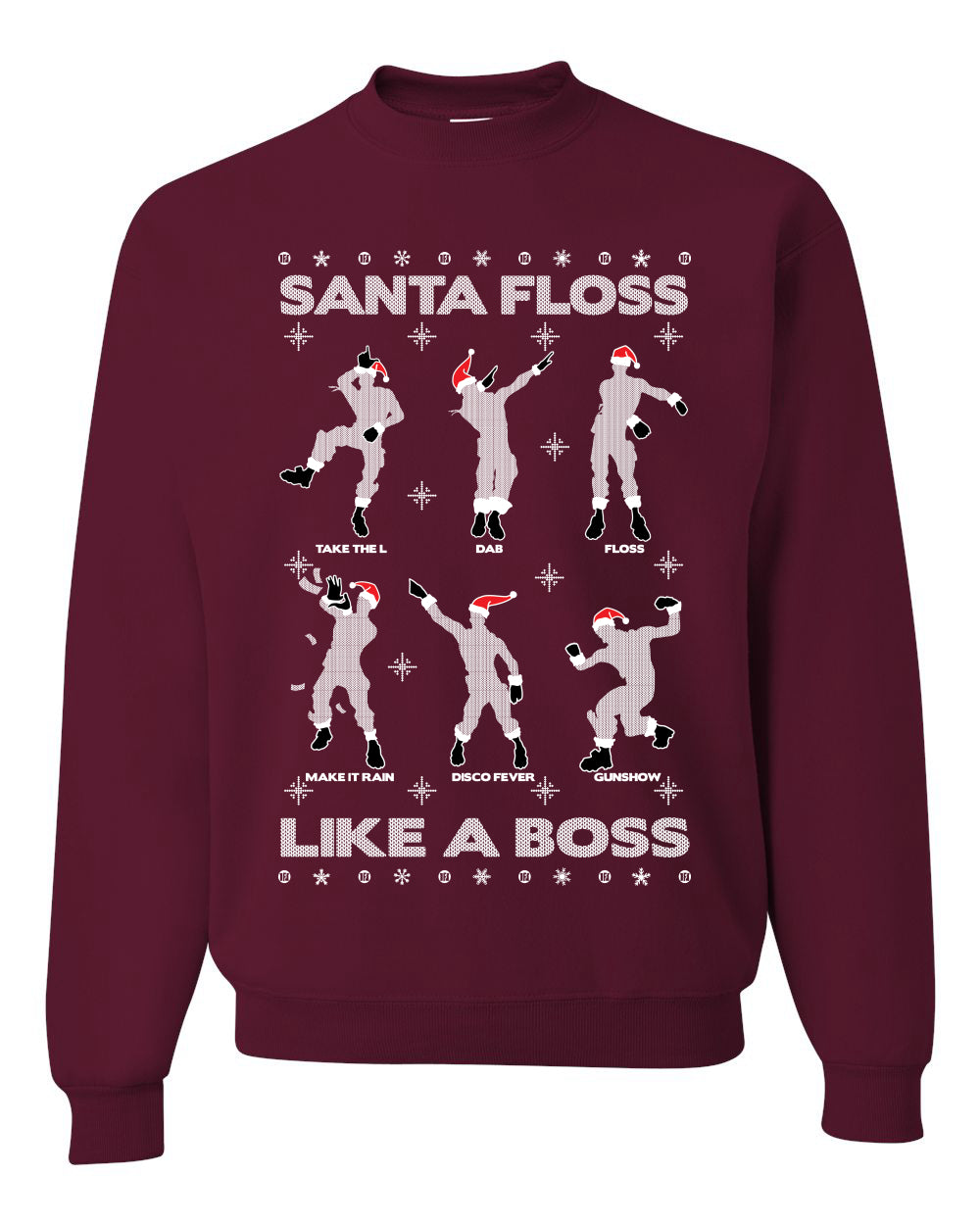 Santa Floss Like a Boss Dance Moves Merry Ugly Christmas Sweater Unisex Crewneck Graphic Sweatshirt