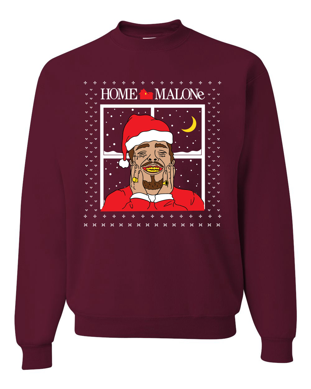 Home Malone White Ugly Christmas Sweater Unisex Crewneck Sweatshirt