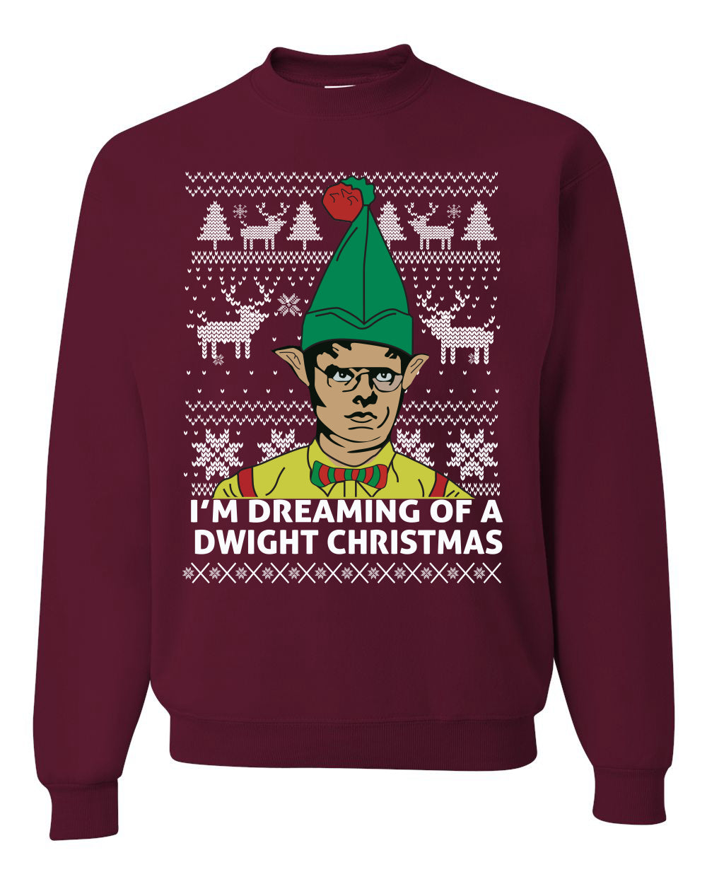 I'm Dreaming of a Dwight Christmas The Office Schrute Funny Ugly Christmas Sweater Unisex Crewneck Graphic Sweatshirt