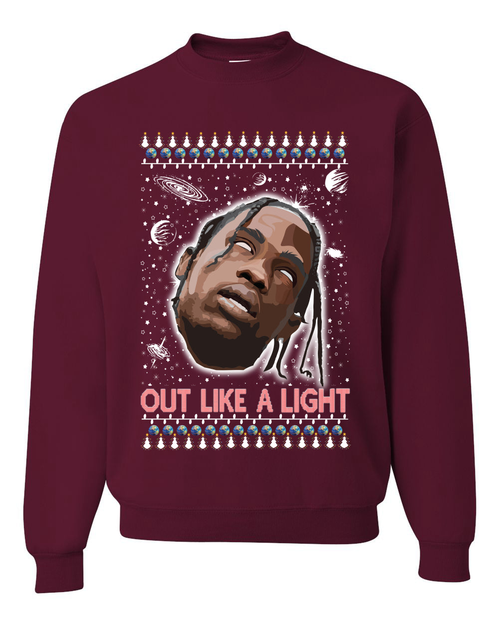Out Like a Light Ugly Christmas Sweater Unisex Crewneck Graphic Sweatshirt
