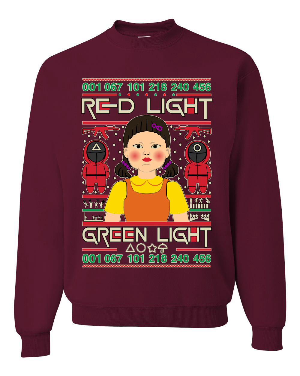 Red Light Squid Game Xmas Ugly Christmas Sweater Unisex Crewneck Sweatshirt