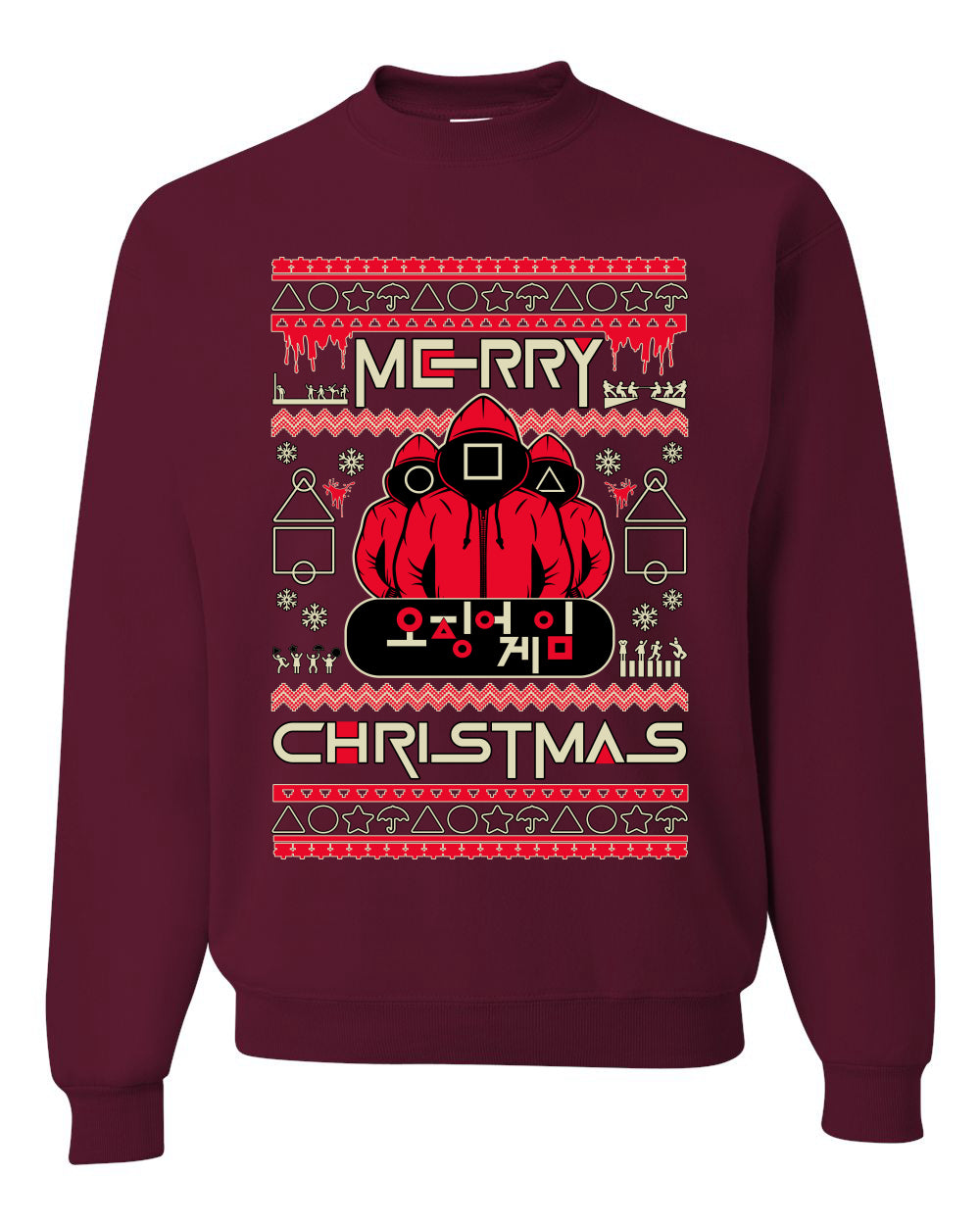 Merry Christmas Squid Games Ugly Christmas Sweater Unisex Crewneck Sweatshirt