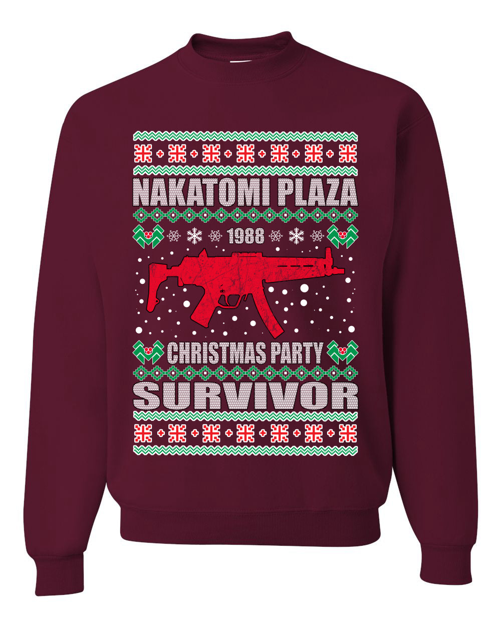 Nakatomi Plaza Christmas Party Survivor Merry Ugly Christmas Sweater Unisex Crewneck Graphic Sweatshirt