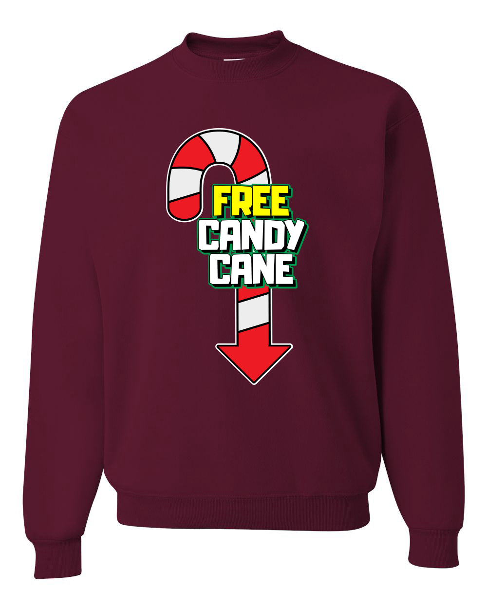 Free Candy Cane  Christmas Unisex Crewneck Graphic Sweatshirt