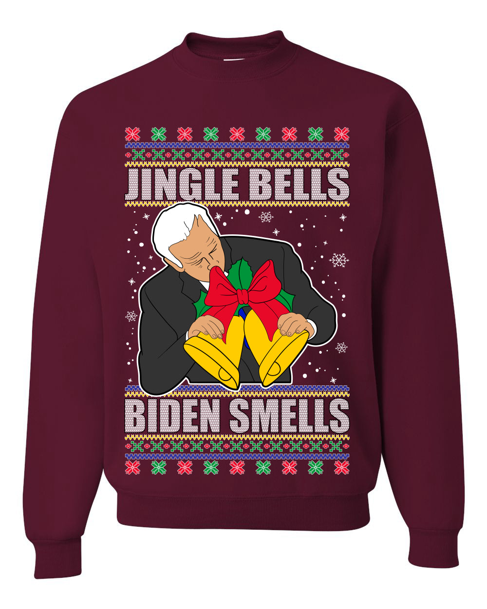 Jingle Bells Biden Smells Ugly Christmas Sweater Unisex Crewneck Graphic Sweatshirt