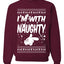 I'm With Naughty Individual Couples Ugly Christmas Sweater Unisex Crewneck Graphic Sweatshirt