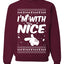 I'm With Nice Individual Couples Ugly Christmas Sweater Unisex Crewneck Graphic Sweatshirt
