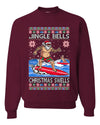 Santa Surfing Jingle Bells Christmas Swells Ugly Christmas Sweater Unisex Crewneck Graphic Sweatshirt