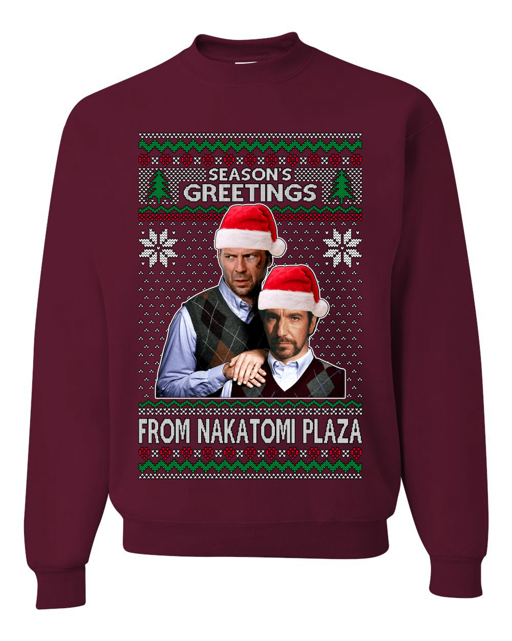 Season's Greeting From Nakatomi Plaza Ugly Christmas Sweater Unisex Crewneck Sweatshirt