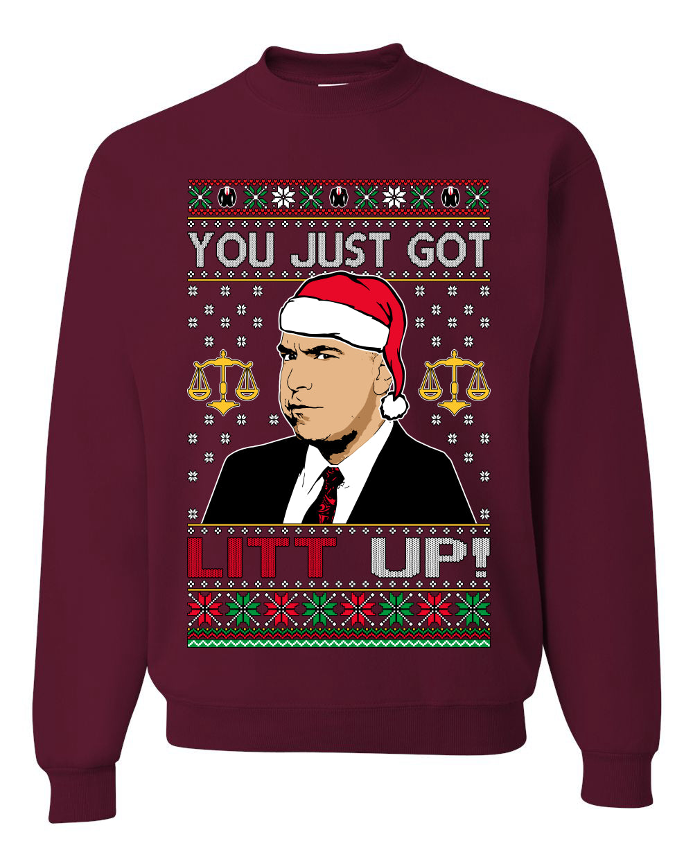 Just Got Litt Up Louis Tv Show Parody Ugly Christmas Sweater Unisex Crewneck Sweatshirt