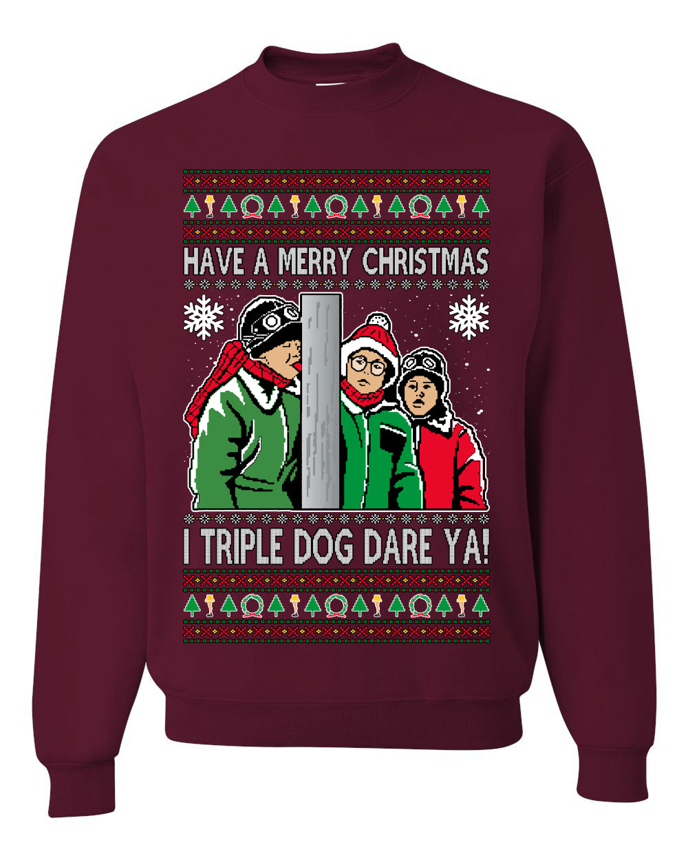 I Triple Dog Dare Ya Merry Story Ugly Christmas Sweater Unisex Crewneck Sweatshirt