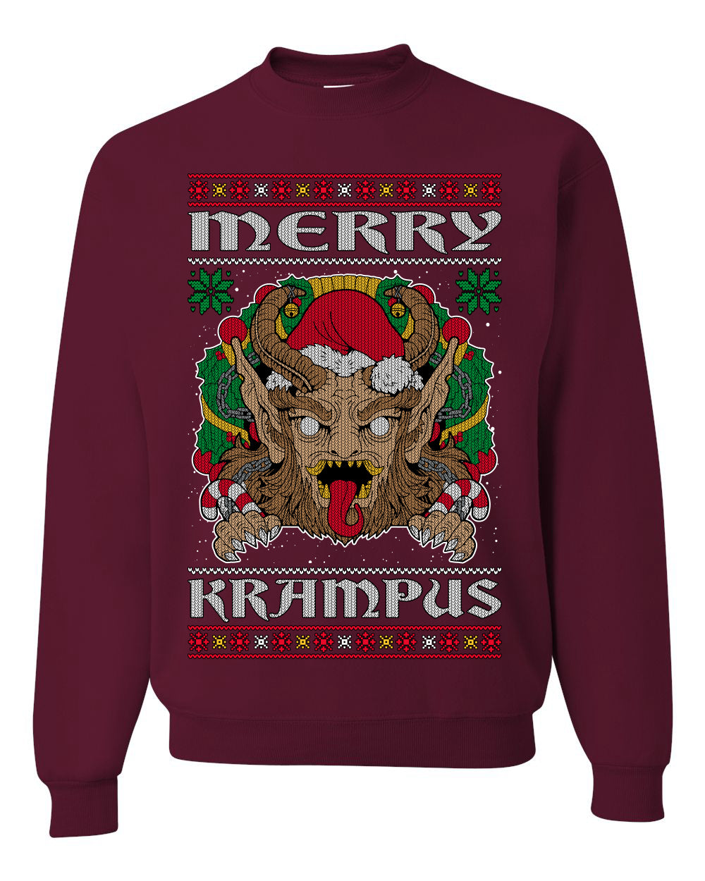 Merry Krampus Santa Folklore Figure Horror Ugly Christmas Sweater Unisex Crewneck Sweatshirt